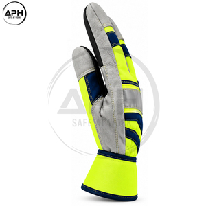 Guantes de Trabajo de Alta Visibilidad, Color Verde Lima y Azul Marino, Refuerzo en la Palma, Puño Extendido, Personalizables - Product Image 5