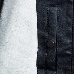 <b>Men's</b> Vintage Lightweight Quilted Shoulder Faux Leather <b>Jacket</b> with Fleece Lining-Slim Fit Motorcycle Biker <b>Jacket</b> - Product Image 4