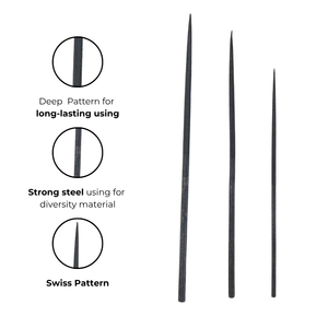 Kit de 5 limes à dégrossir coniques grandes de 205 mm, OEM DIY, coupe lisse, extrémité arrondie, en acier robuste, finition naturelle, poignée ergonomique en caoutchouc KIM NGUYET - Product Image 6