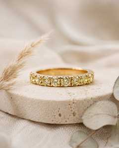 Anillo de Eternidad con Diamantes Amarillos Cultivados en Laboratorio, Corte Brillante Redondo, Oro Sólido de 10K, 14K, 18K, Joyería Fina, Color E, para Mujer - Product Image 1