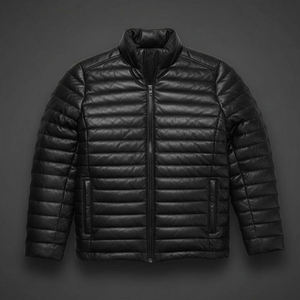 Abrigo de invierno de cuero genuino resistente al frío con relleno que retiene el calor, ajuste cómodo y estilo urbano contemporáneo. - Product Image 1