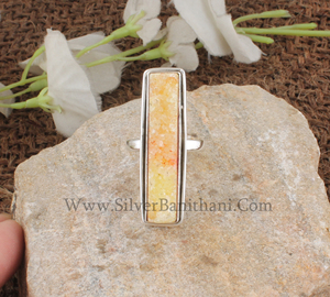 Anillo de Ágata Druzy Amarilla al por Mayor, Anillo Irregular de Geoda de Cuarzo en Bruto para Mujer, Regalo de Boda, Joyería Hecha a Mano - Product Image 4