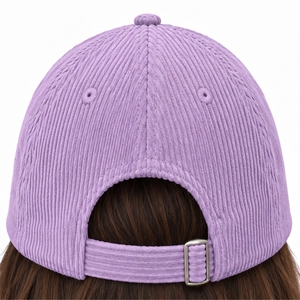 Gorra de pana lavanda unisex personalizada con correa trasera ajustable y diseño frontal bordado para uso diario informal. - Product Image 6