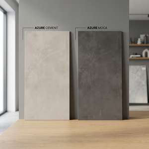 Dalles en pierre frittée 1200x2400mm aspect béton azuré, surface mate, pour décoration murale et sol intérieure et extérieure, chambre et salle à manger - Product Image 1