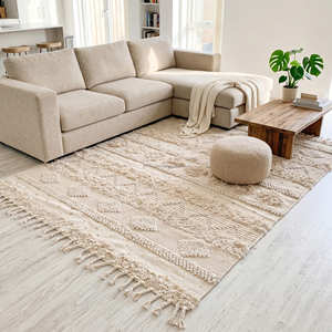 Handloom Boho Area Rug Foldable Pet Friendly Washable Carpet For Living Room Bedroom And Family Home Use Diamond Pattern <b>Mat</b> - Product Image 6