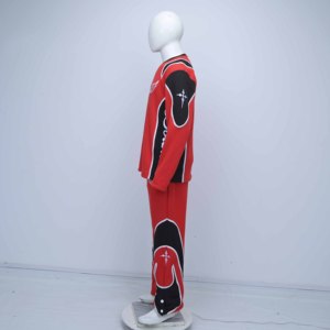 Conjunto Deportivo Premium Rojo para Hombre, Manga Larga, Cuello Redondo, Estampado por Sublimación, Secado Rápido, Poliéster, Pantalones Largos, Ropa de Primavera para Adultos - Product Image 3
