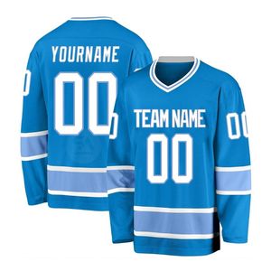 Camiseta de Hockey sobre Hielo de Primera Calidad, Color Azul Cielo y Blanco, Transpirable, de Secado Rápido, Ligera, de Manga Larga, para Deportistas - Product Image 1