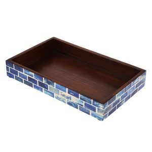 Plateau de rangement en bois fait main avec couvercle anti-poussière, design moderne, compatible lave-vaisselle, pour l'organisation de table/bureau - Product Image 3