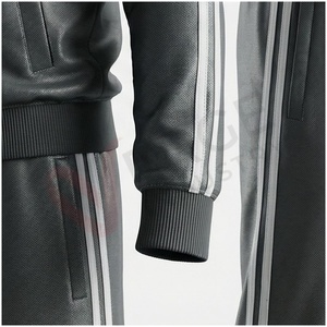 Ensemble de survêtement gris pour homme, manches longues, col montant, fermeture éclair sur le devant, couleur unie, coupe sportive, coupe régulière, vêtements d'automne - Product Image 6