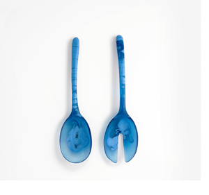 HANDICRAFT HUB THH-RSS-8600 Hergestellt in Indien 2-teiliges Umweltfreundliches Salatbesteck-Set Grün-Orange Wellengriff Servierlöffel Spülmaschinenfest - Product Image 6