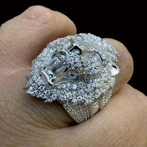 Moissanite Diamond Lion Head Statement <b>Ring</b> for Men White <b>Gold</b> Luxury Hip Hop Animal King Designer <b>Cocktail</b> <b>Ring</b> Gift for Him - Product Image 1