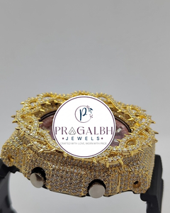 นาฬิกาข้อมือฮิปฮอปประดับเพชรแบบกำหนดเอง Pragalbh Jewels ขอบหน้าปัดประดับเพชรแบบไมโครพาเว่ ตัวเรือนสแตนเลส สายยาง กันน้ำ หรูหรา สำหรับผู้ชาย - Product Image 6
