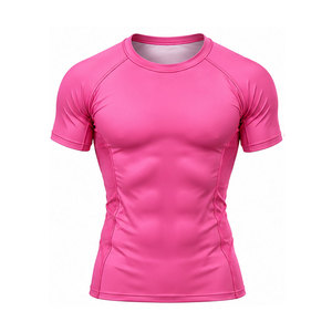 Pink Color <b>BJJ</b> <b>Rash</b> <b>Guard</b> Stretch Polyester Top Stylish Combination Custom Made For Adult Wear - Product Image 1