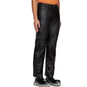 High Quality <b>Men's</b> <b>Leather</b> <b>Pants</b> Stylish Slim Fit Casual Straight Lightweight Breathable Eco-Friendly Outdoor Wear Comfortable - Product Image 5