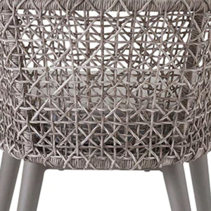 Chaise de salle à manger en rotin tressé gris avec structure en bois de teck pour la décoration de la maison et du jardin - Product Image 6