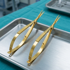 Ciseaux à broder incurvés en acier inoxydable plaqué or, non pliables, pour la broderie, le modelage des sourcils, le bricolage et les soins de beauté - Product Image 1