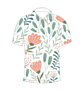 เสื้อโปโลพิมพ์ลายดอกไม้สีขาวพีชสำหรับผู้ชายแขนสั้นลำลองฤดูร้อนเสื้อยืดกอล์ฟ - Product Image 1