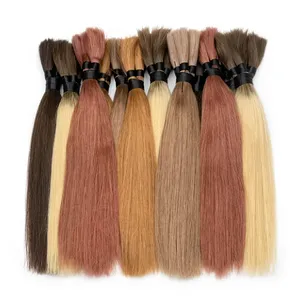 Extensions de cheveux humains Remy longs et raides, plusieurs couleurs (brun, blond, auburn, rouge), double trame - Product Image 1