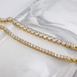 Round Brilliant Cut <b>Solid</b> Yellow <b>Gold</b> Round Brilliant Cut Claw Setting Moissanite Tennis Bracelet Everyday Wear Jewelry - Product Image 2