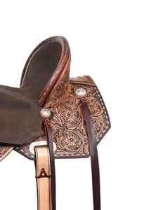 Silla de montar western multicolor con estructura de madera y cuero, herrajes niquelados para carreras de sendero y equitación - Product Image 2