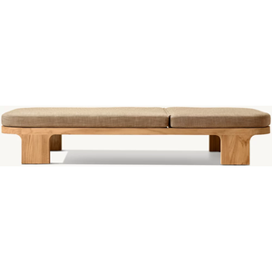 Chaise longue de luxe moderne en teck massif pour extérieur, inclinable manuellement, avec coussin en tissu imperméable, mobilier de piscine pour hôtel et complexe hôtelier - Product Image 2