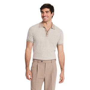 Polo en maille beige pour homme, manches courtes, respirant, coupe ajustée, style décontracté, idéal pour l'été, qualité supérieure, vêtements de style - Product Image 6