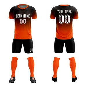 Ensemble de maillots de football personnalisés par sublimation, dégradé noir foncé et rose, polyester respirant, taille adulte, service OEM - Product Image 4