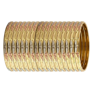 Pulsera de Lujo ORO-Z, Chapada en Oro Tricolor, Aleación de Cobre, Diseño Geométrico Étnico, 6MM de Ancho, Certificada por Terceros, Elegante, para Mujer - Product Image 1