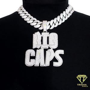 Moissanite Custom Name Pendant Two Layer Iced Out Initial Letter <b>Necklace</b> Cuban Link Chain Hip Hop <b>Men</b> Jewelry - Product Image 2