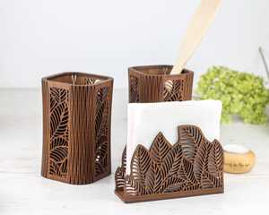 Wooden Napkin Holder – Natural Wood <b>Table</b> Decor, Kitchen Stand unique home decor napkin <b>storage</b> organizer - Product Image 1