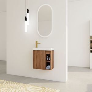 Mobile bagno sospeso da 20 pollici con lavabo in resina bianca e anta dell'armadietto con chiusura ammortizzata - Product Image 2