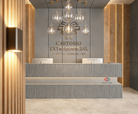 Comptoir de caisse moderne en surface solide avec éclairage LED pour magasin, boutique, ou réception dorée