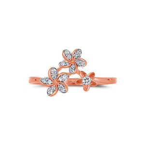 Bague en diamant floral Evermore, bague en or rose de qualité supérieure avec diamant taille ronde, design feuille orné de diamants, en or rose 9 carats - Product Image 3
