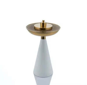 Nouveau Brûleur d'Encens Mubkhar Bakhoor en Laiton Artisanal de Qualité 2027 avec Base en Céramique Blanche Écologique Anti-Odeur Toutes Saisons - Product Image 1
