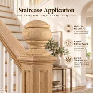 Modern White Oak Staircase Newel <b>Post</b> <b>Cap</b> | Durable Solid <b>Wood</b> Stair Parts - Product Image 3