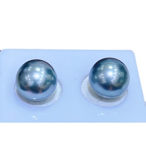 Pendientes de Perlas de Girasol Gris Platino, Chapados en Oro de 18k, 9258-9mm, Temperamento Gris Espejo Brillante con Caja de Regalo a Juego - Product Image 5