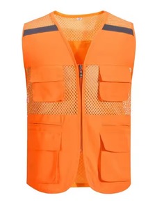 High Visibility Safety Vest Reflective Workwear Unisex <b>Orange</b> Polyester <b>Hi</b> <b>Vis</b> Industrial Uniform - Product Image 3