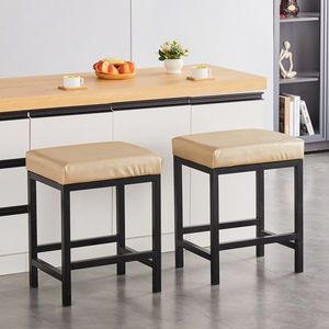 CPINTLTR Sgabelli da Bar Moderni in Ecopelle, Sedie da Cucina e Isola, Sedute in Metallo Imbottite - Product Image 1