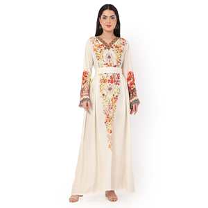 Robe caftan à broderie arabe Robe musulmane à manches longues Robe longue arabe Farasha Kaftan - Product Image 3