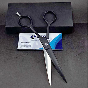 Stainless Steel Black Matte Right-Handed <b>Barber</b> Scissors Blunt-Tip Cutting Blades Medium Ergonomic Handle for Professional - Product Image 4