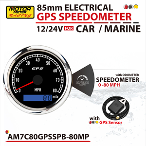 มาตรวัดความเร็ว GSP ขนาด 80 มม. ใหม่ วัดความเร็วได้ถึง 80 ไมล์ต่อชั่วโมง พร้อมมาตรวัดระยะทาง ไฟ LED 7 สี สีดำ 12V 24V สำหรับรถยนต์และเรือ พร้อมเซ็นเซอร์ - Product Image 3
