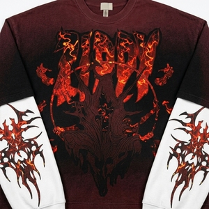 Camiseta de Manga Larga con Cuello Redondo para Hombre, Doble Capa, Estampado Serigrafiado, Efecto Desgastado, Estilo Vintage, Logotipo Personalizado, 100% Algodón, Talla Grande - Product Image 4
