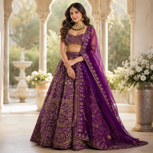 Luxury Purple Designer Bridal Lehenga Choli with Embroidered Dupatta Premium Wedding Reception Party Wear Ethnic Dress for Women - Product Image 4
