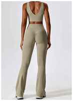 Ensemble de vêtements de sport pour filles avec logo personnalisé, vêtements de yoga populaires, vêtements de fitness pour femmes, pantalon évasé, ensembles de yoga pour filles