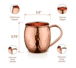 Ensemble de tasses à Moscow Mule en cuivre martelé avec poignée, vaisselle classique pour cocktails, idéal pour le service au bar, la salle à manger et les fêtes - Product Image 5