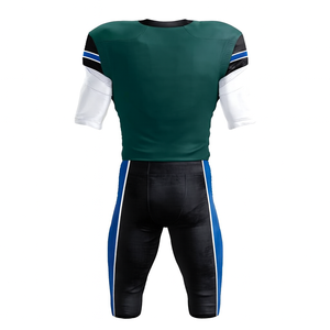 Uniforme de football américain pour homme, col en V, manches courtes, rayures vertes, noires et bleues, tissu respirant, coupe ajustée, pour entraînement et matchs - Product Image 3