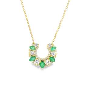 Custom Pear Green Emerald Round Diamond <b>Pendant</b> Necklaces 10K 14K 18K <b>Solid</b> <b>Gold</b> Dainty Minimalist Cable Chain Statement Charm - Product Image 1