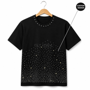 เสื้อยืดคอช อินเตอร์เนชั่นแนล ดีไซน์พิเศษ พร้อมโลโก้แบบกำหนดเอง ลายไล่เฉดสีประดับเพชรเทียม สำหรับผู้ชายและผู้หญิง ผ้าฝ้ายคุณภาพพรีเมียม - Product Image 1