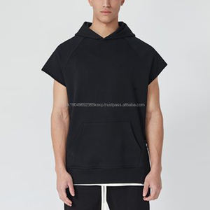 Oem Slim Fit Stringless <b>Hoodie</b> <b>Mens</b> Streetwear Summer Lightweight Side Slits Zipper <b>Sleeveless</b> Gym Crop Top Hoodies - Product Image 3
