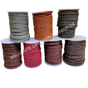 5mm Artisan Antique Dark Brown Matt <b>Braided</b> Leather <b>Cord</b> Vintage Bolo Leather Rope Jewelry Making Material Supplier - Product Image 6